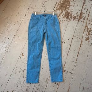 NYDJ Lift Tuck Technology Blue Animal Print Cropped Twill Jeans Pants